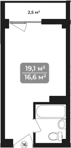 Планировка 19.1 м²