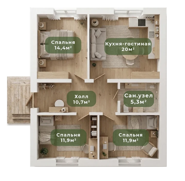 Планировка 71.9 м²