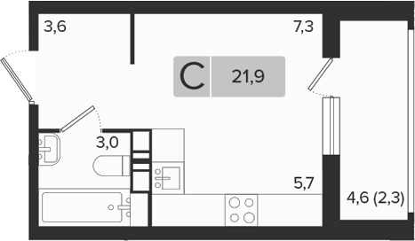 Планировка 19.6 м²