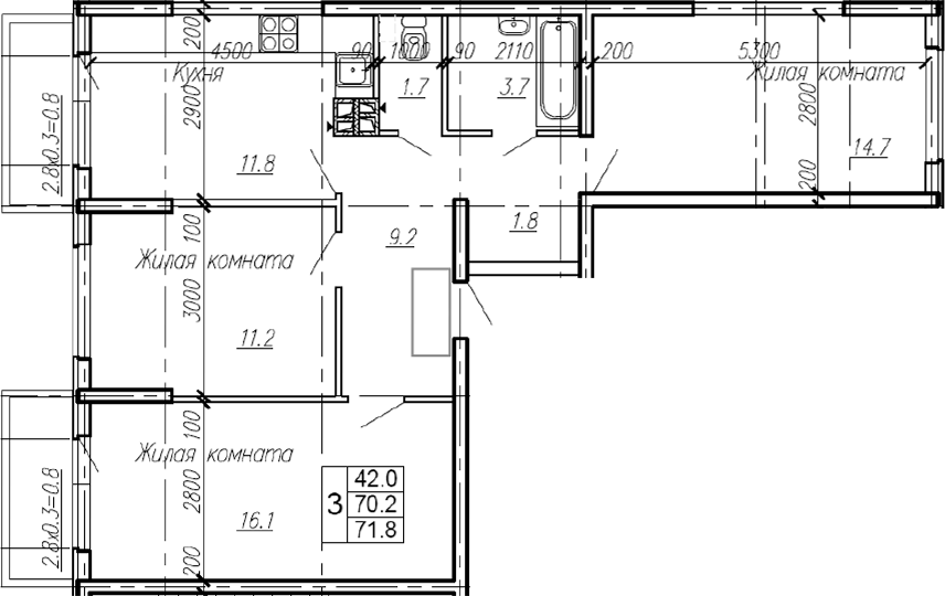 Продается 3-комн. квартира, 70.2 м²