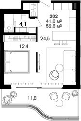 Планировка 41 м²