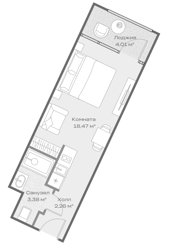 Планировка 24.09 м²