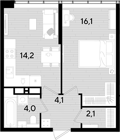 Продается 1-комн. квартира, 40.5 м²