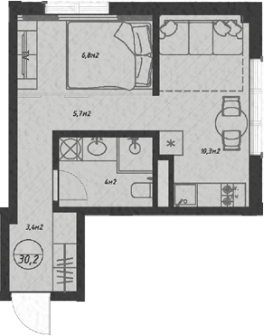 Планировка 30.2 м²