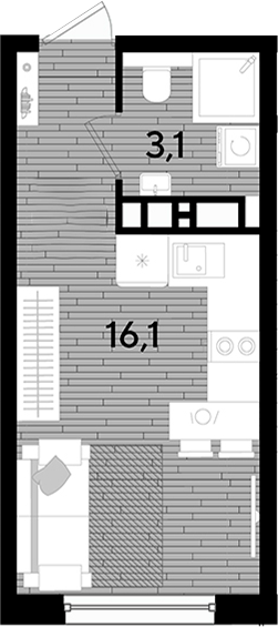 Планировка 19.2 м²