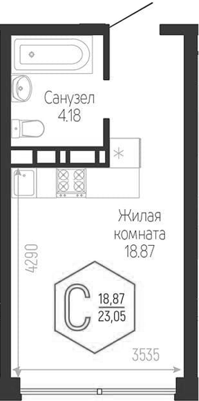 Планировка 23.05 м²