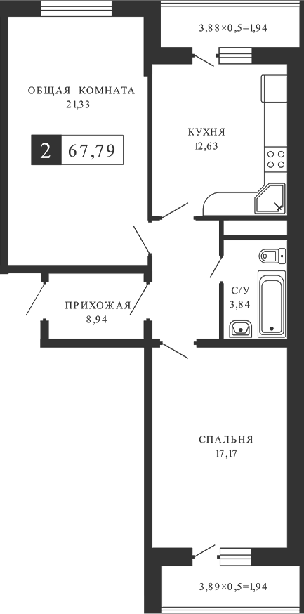 Планировка 63.92 м²