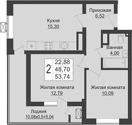 Продается 3-комн. квартира, 48.7 м²