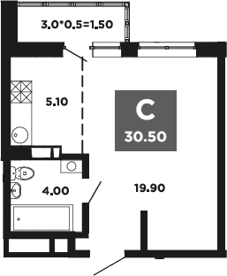 Планировка 28.9 м²