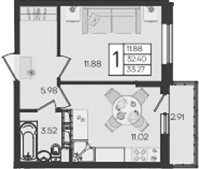Планировка 32.4 м²