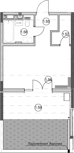 Студия · 28.6 м²
