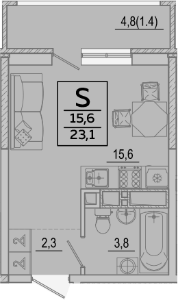 Планировка 21.7 м²