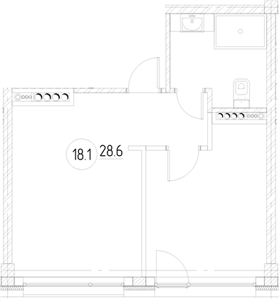 Планировка 28.6 м²