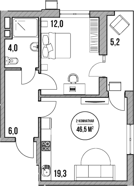 Продается 2-комн. квартира, 41.3 м²