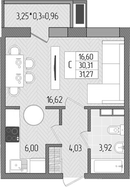 Продается 1-комн. квартира, 30.31 м²