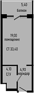 Студия, 28 м²