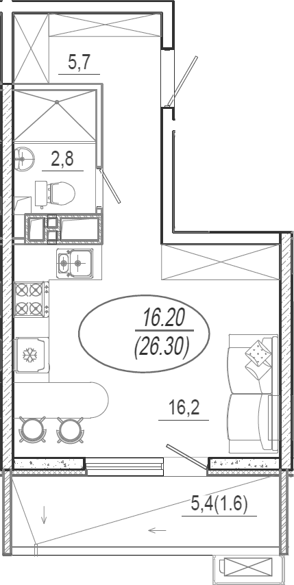 Планировка 24.7 м²