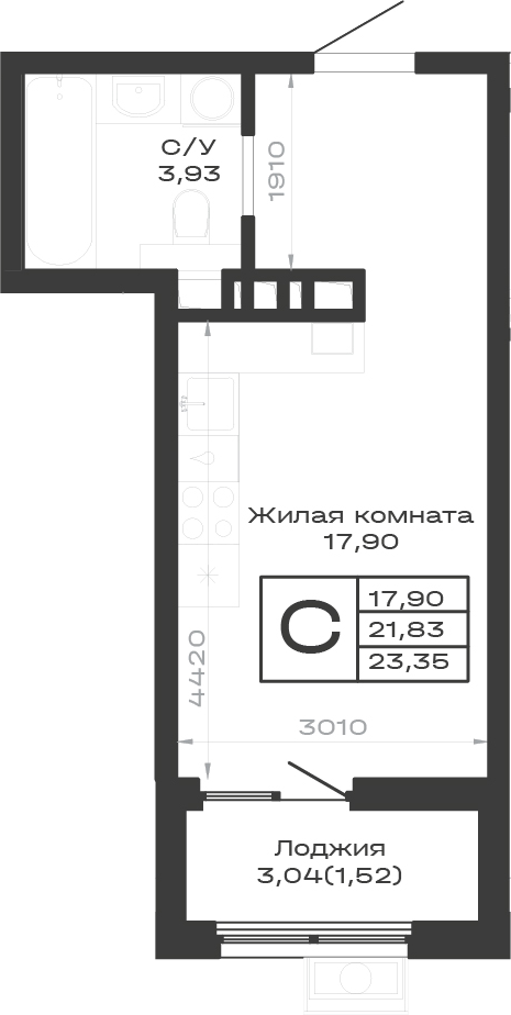 Планировка 21.83 м²