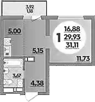 Планировка 29.93 м²