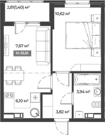 Планировка 32.15 м²