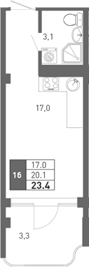 Планировка 19.05 м²