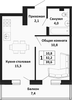 Планировка 32.2 м²