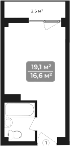 Квартира · 19.1 м²