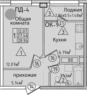 Планировка 29.32 м²