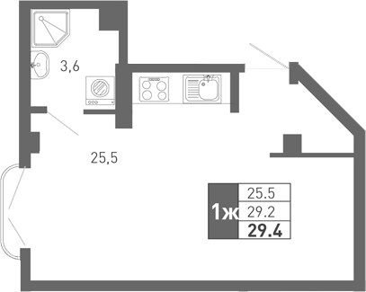 Планировка 28.5 м²