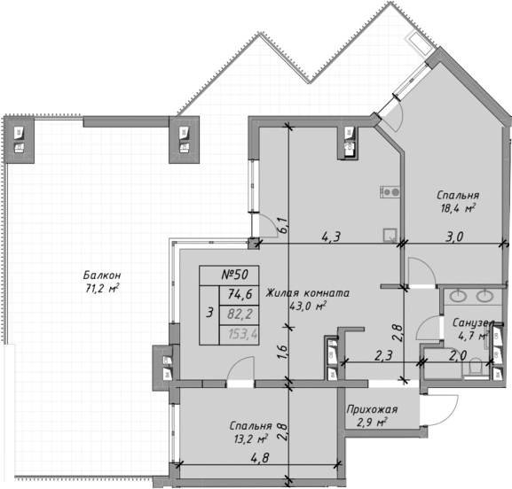 Продается 3-комн. квартира, 82.2 м²