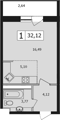 Продается 1-комн. квартира, 29.48 м²