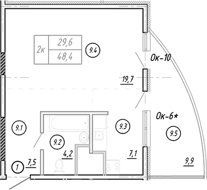 Планировка 40.5 м²
