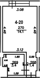Планировка 18.9 м²