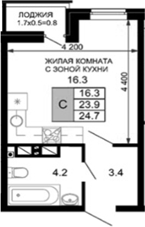 Планировка 23.9 м²