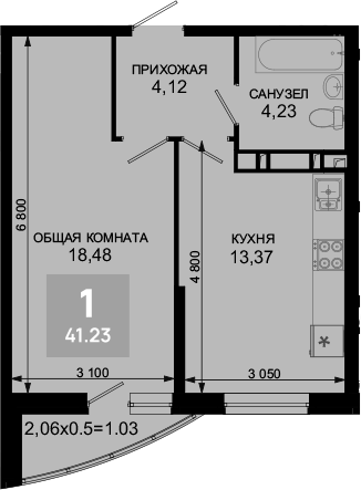 Планировка 40.2 м²