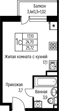 Планировка 24.7 м²
