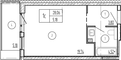 Планировка 28.06 м²