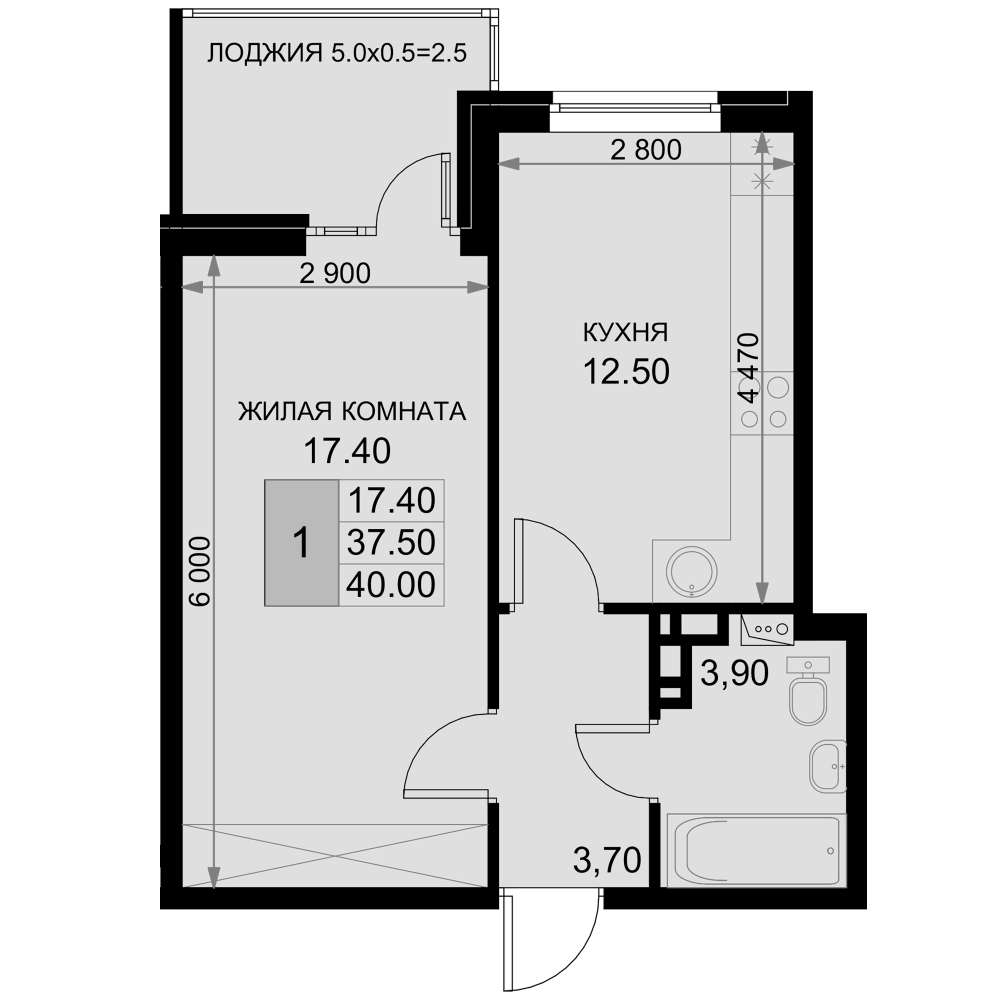 Планировка 37.5 м²