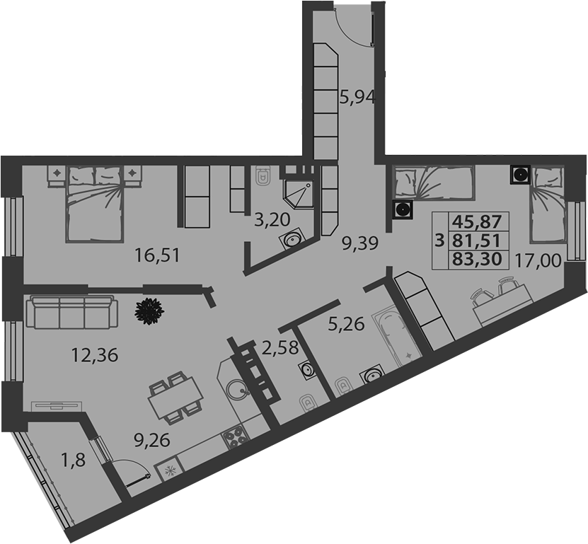 Продается 3-комн. квартира, 81.5 м²