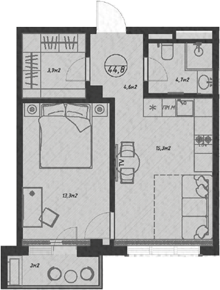 Продается 2-комн. квартира, 41.8 м²