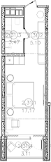 Студия · 25.74 м²
