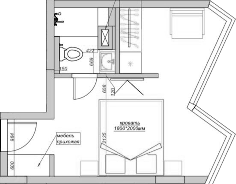 Планировка 22.7 м²