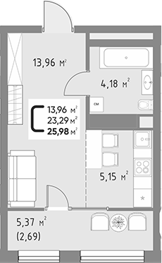 Планировка 23.29 м²