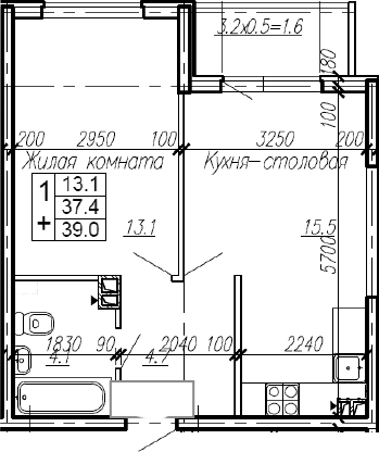 Продается 1-комн. квартира, 37.4 м²