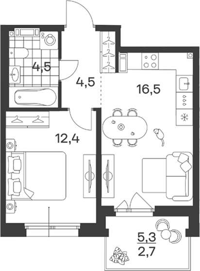 Планировка 37.9 м²