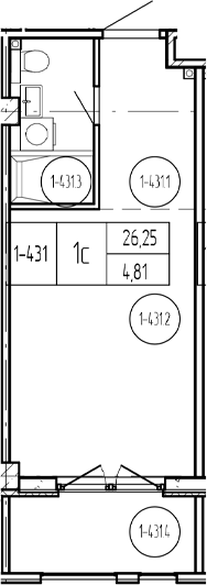 Планировка 26.25 м²