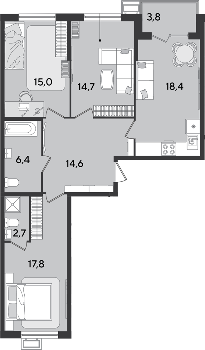 Продается 4-комн. квартира, 89.6 м²