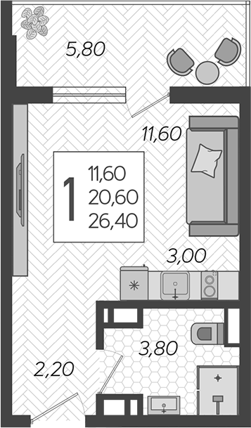 Продается 1-комн. квартира, 20.6 м²
