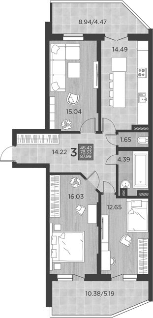 Планировка 78.33 м²