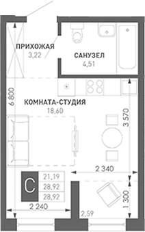 Планировка 27.82 м²